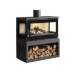 Poêle à bois raccordable 3 vitres avec bûcher - FIREMATIC Calgary - S 12.5 kW – Image 2