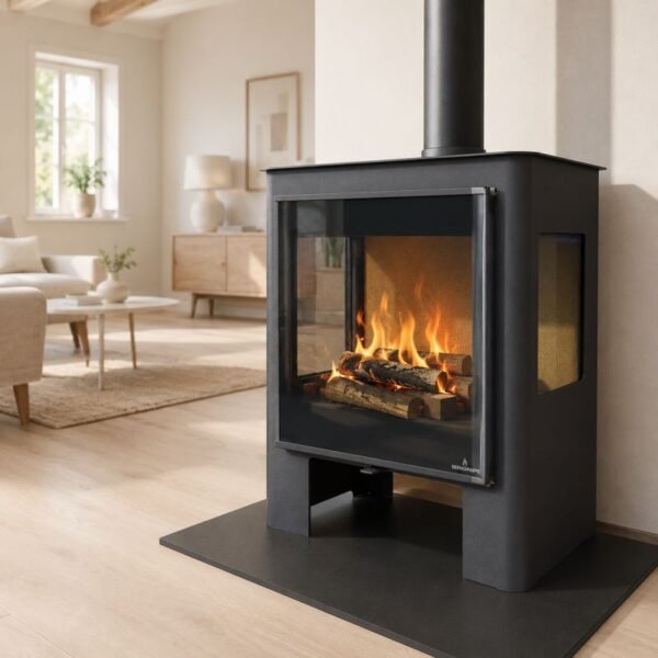 Poêle à bois 3 vitres raccordable - BRONPI Loreto 10 kW