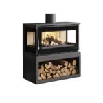 Poêle à bois raccordable 3 vitres avec bûcher - FIREMATIC Calgary - L 13.5 kW – Image 9